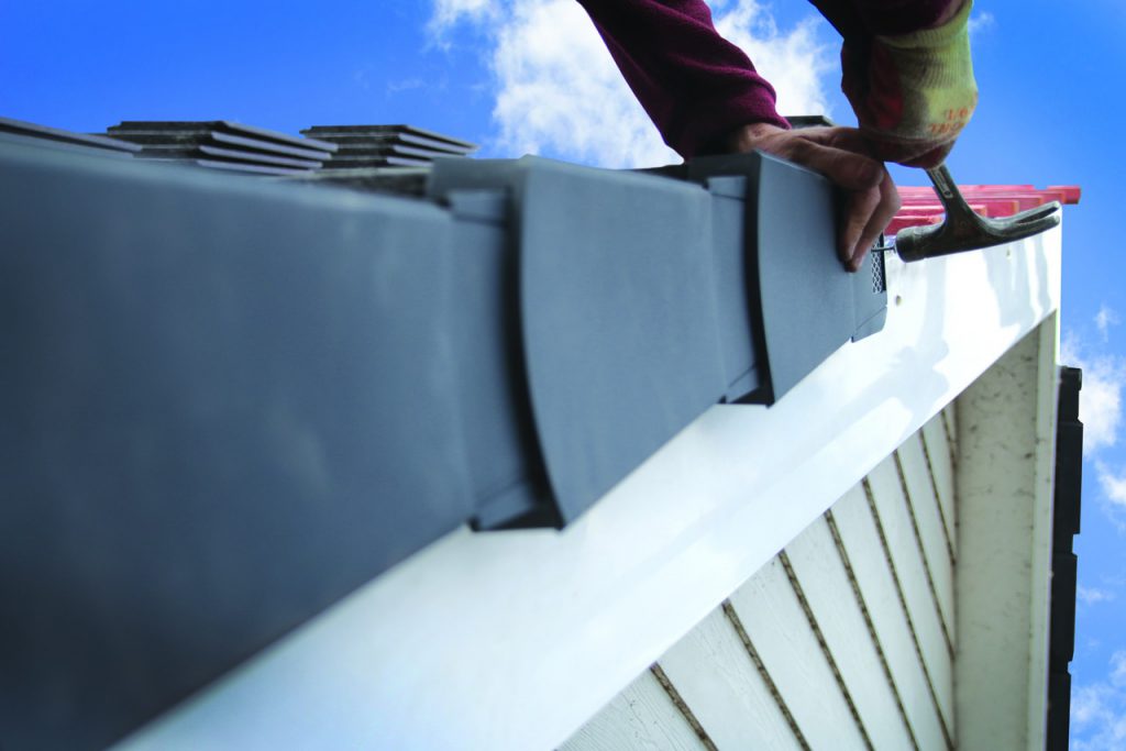 Dry verge caps installed on a roof edge