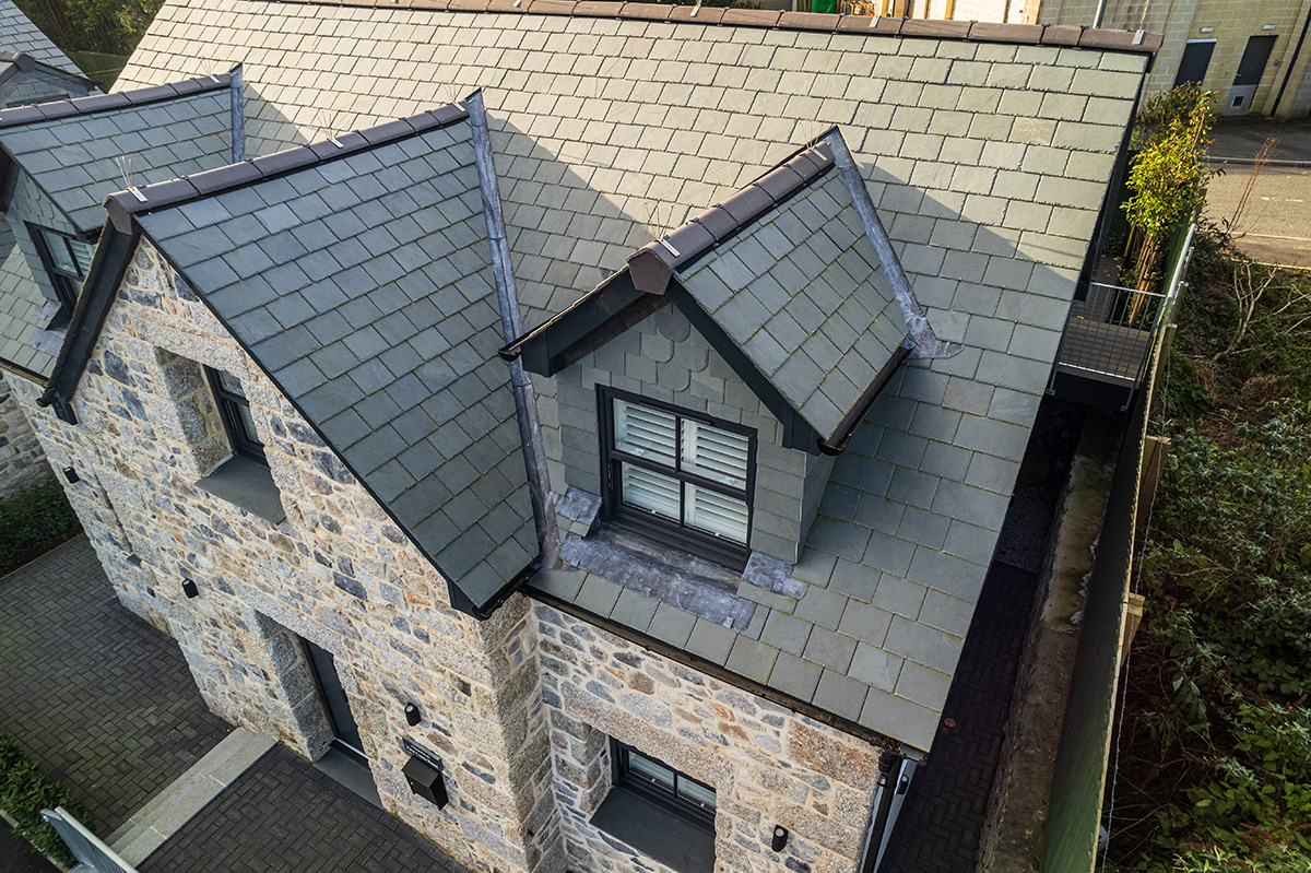Completed slate roof on a period property